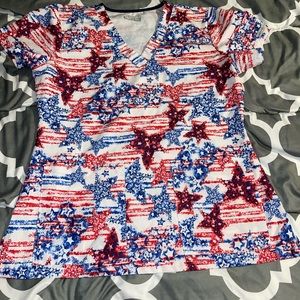 Red,White and Blue Scrub Top